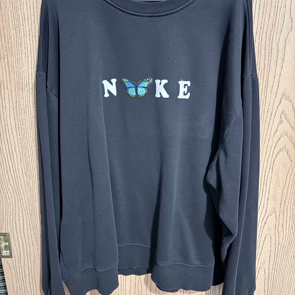 Men's Black Sweater (with custom ironed on Nike logo)